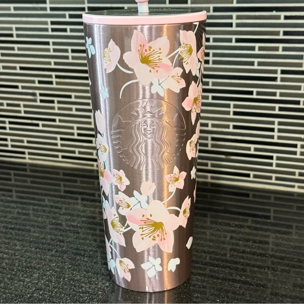 NWT Starbucks Pink Cherry Blossom Tumbler - Picture 3 of 6